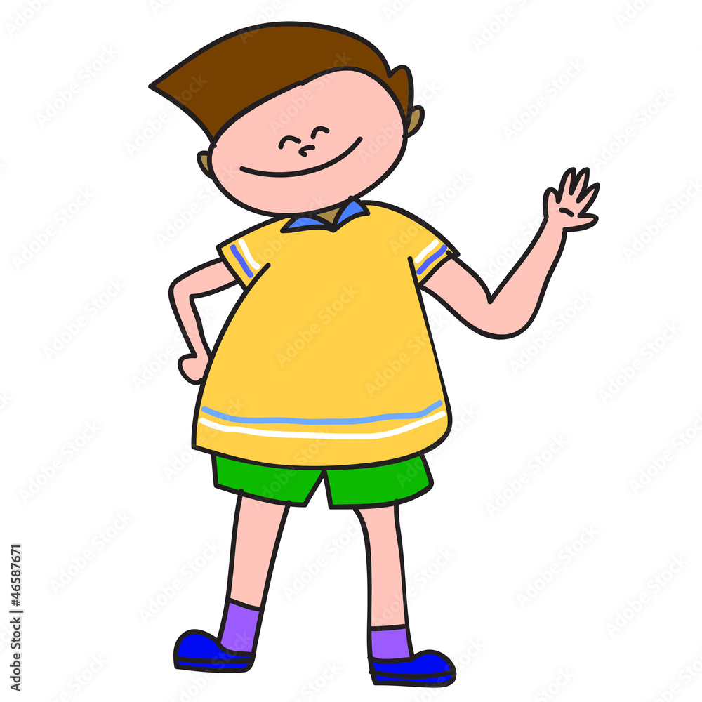 hand-drawn cartoon happy teen boy Stock Vector | Adobe Stock