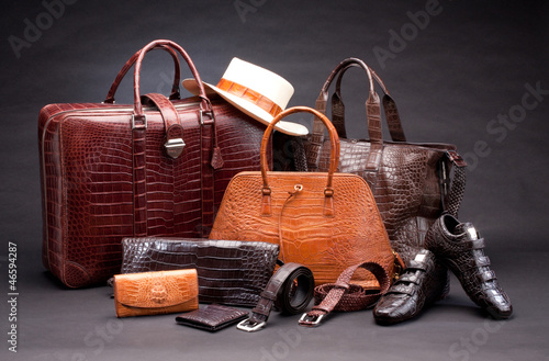 Fotografía Set of products which made of crocodile leather
