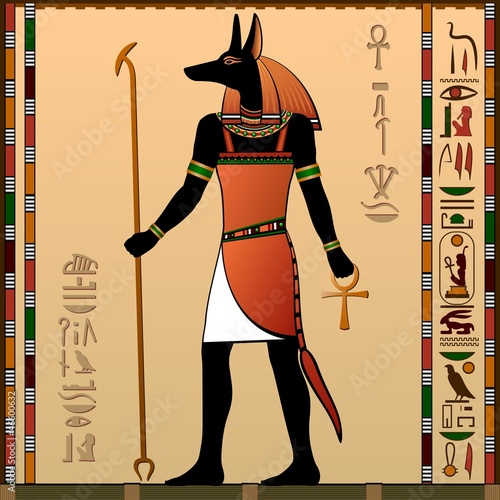 Fototapeta do kuchni Ancient Egypt. Anubis - the jackal-headed deity.