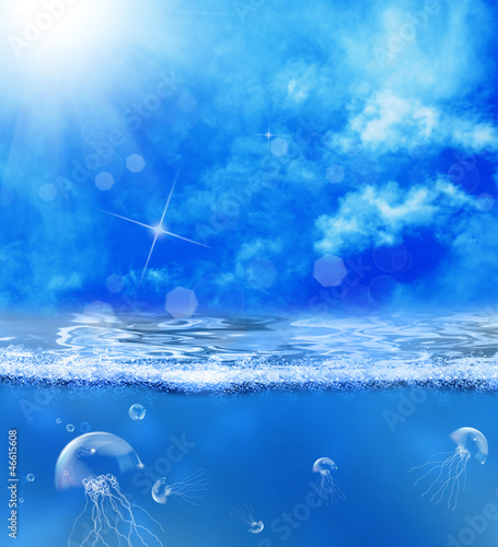 Plakat na papierze fotorealistycznym Podmorski świat.waterscape tło