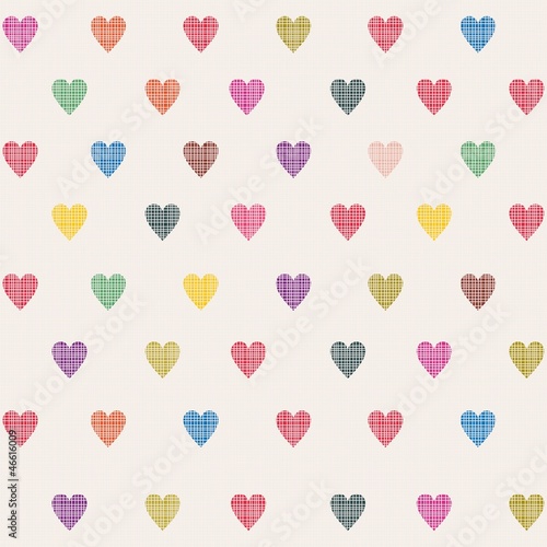 Naklejka - mata magnetyczna na lodówkę retro seamless pattern with colorful hearts