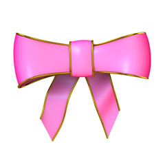 3d Pink gift bow ribbon