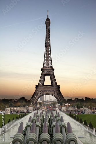 Fotoboard na płycie Tour eiffel o zachodzie słońca
