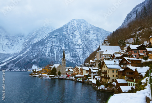 Tapeta ścienna Wieś hallstatt nad jeziorem - austria salzburg