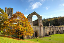 Ruins Of The Fountains Abbey In North Yorkshire.