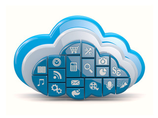 Wall Mural - Cloud computing. Clouds as application icons