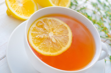 Sticker - Fresh tea with lemon in the white cup