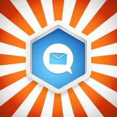 Poster - Rhombus cloud with icon and red rays