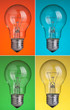light bulbs with various color background