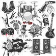 set of vector symbols related to rock and roll