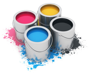 Wall Mural - Cans with CMYK paint