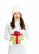 © grinny - Beautiful young Christmas girl with gift.