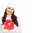 © grinny - Beautiful young Christmas girl with gift.