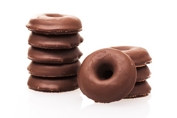 Chocolate donuts isolated on white background