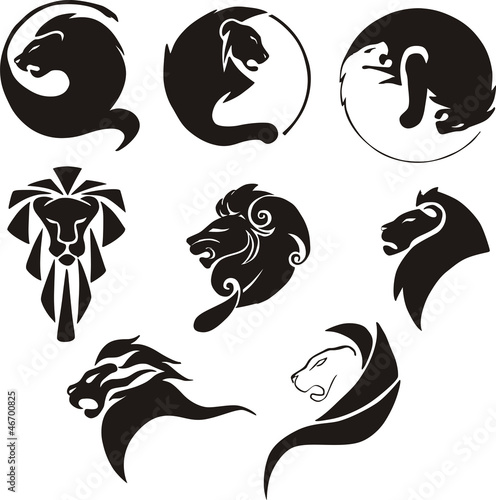 Plakat na zamówienie Stylized black lions