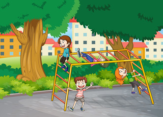 Wall Mural - kids and monkey bar