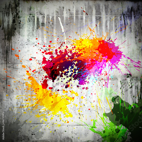 Naklejka - mata magnetyczna na lodówkę ink splatter on concrete wall