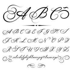 vector alphabet based on calligraphy masters of the 18th century