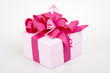 gift box with pink ribbon bow