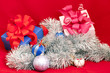 Christmas decoration, with gift boxes with ribbon bow