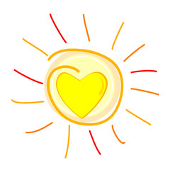 Wall Mural - sun and heart in center vector illustration