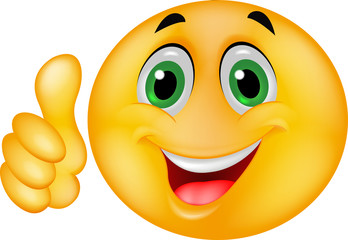 Smiley emoticon cartoon with thumb up