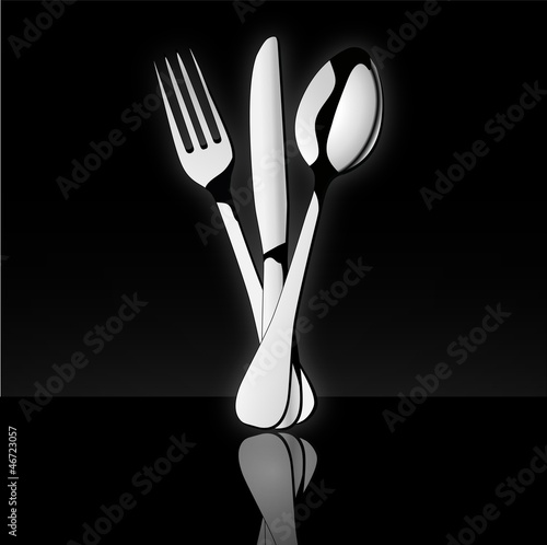 Board z aluminiowym obramowaniem Cutlery_in czarne tło
