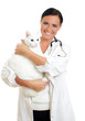 © M-Production - Veterinarian with a cat in her arms. Isolated on white.