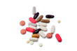 Assorted pills and supplements on white with clipping path