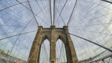Fototapeta Przestrzenne - Magnificient structure of Brooklyn Bridge - New York City