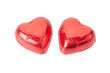 Red chocolate hearts on white, clipping path included