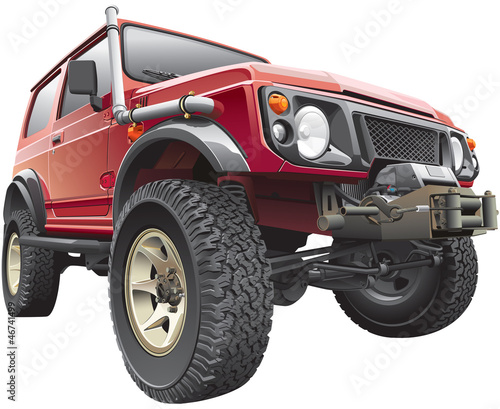Fototapeta na wymiar red rally jeep