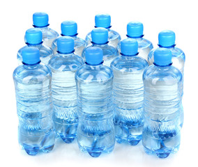 Poster - plastic bottles of water isolated on white