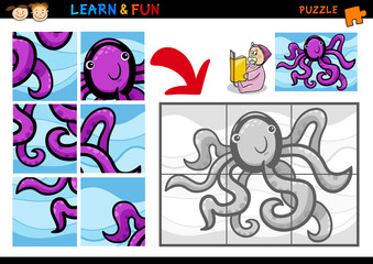 Wall Mural - Cartoon octopus puzzle game