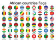 set of round buttons with flags of Africa vector illustration