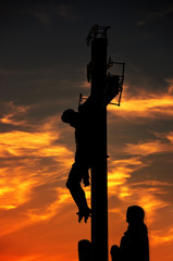 Crucifixion on charles Bridge in Prague