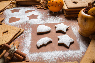 Close-up of decorated gingerbread cookies