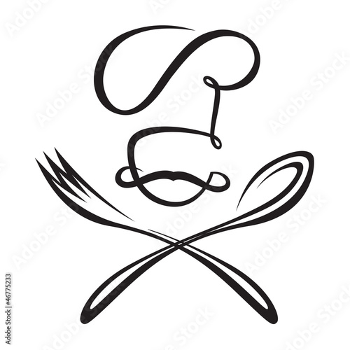 Fototapeta do kuchni monochrome chef with spoon and fork