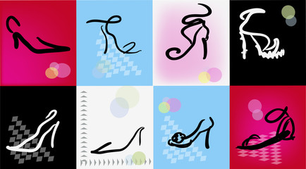 Wall Mural - set of eight shoe icons