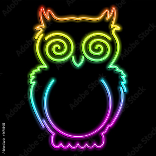 Obraz na płótnie canvas dwuczęściowy "dyptyk" Sowa psychodeliczny neon light-psychodeliczny sowa tęczy światła