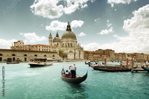 Board z aluminiowym obramowaniem Kanał grande i bazylika santa maria della salute, wenecja, włochy