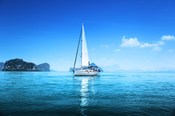 Wall Mural - yacht and blue water ocean