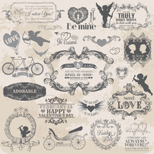 Scrapbook Design Elements - Vintage Valentine's Love Set