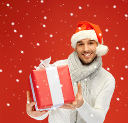 Poster - handsome man in christmas hat