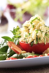 Canvas Print - Couscous stuffed tomato