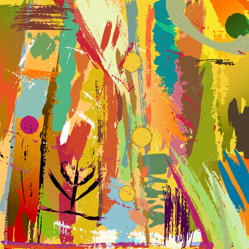 Obraz w ramie abstract background, with paint strokes and splashes