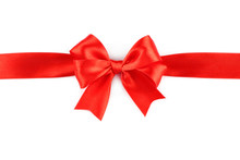 Big Red Holiday Bow On White Background