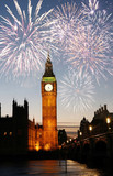 Fototapeta Londyn - Fireworks over Big Ben