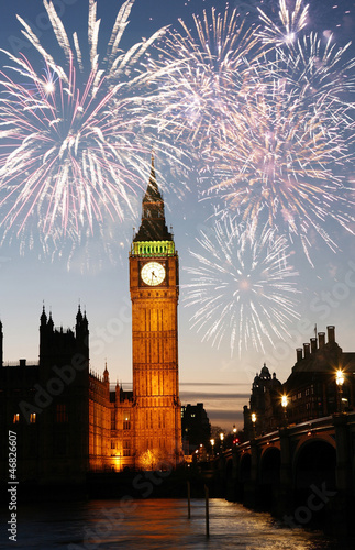 Naklejka samoprzylepna Fajerwerki nad big ben