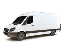 Industrial Van On A White Background, Room For Text